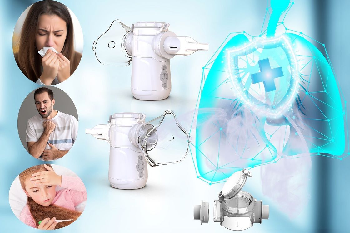 AA Pil veya DC USB Güçlü Çocuklar Yetişkin Mesh Nebulizer Alveoli Bronchioles